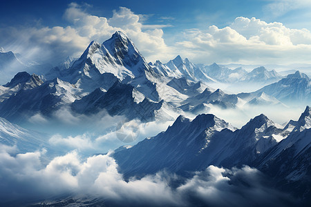 壮丽宏观的雪山高清图片