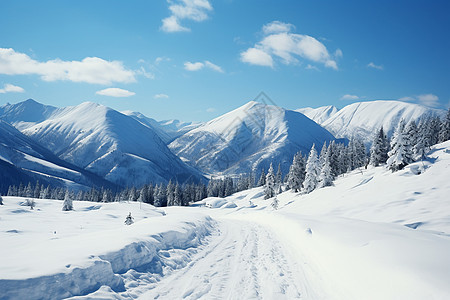 白雪皑皑的雪山景观图片