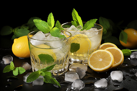 冰凉夏日的柠檬饮品图片
