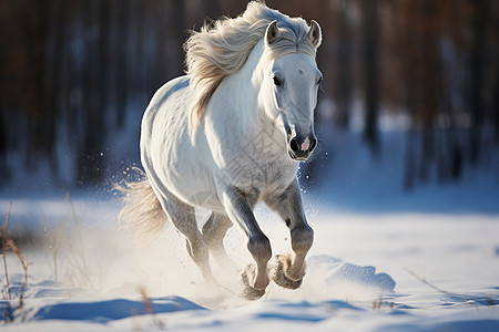 雪地中跑的小马图片