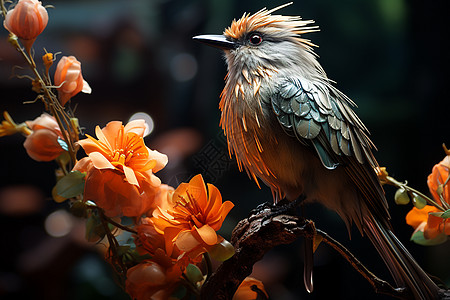 野生天堂鸟的特写镜头高清图片