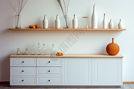 欧式公寓的厨房木质家具背景图片