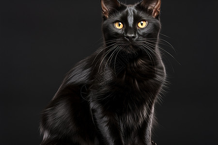 乖巧的黑色宠物猫图片