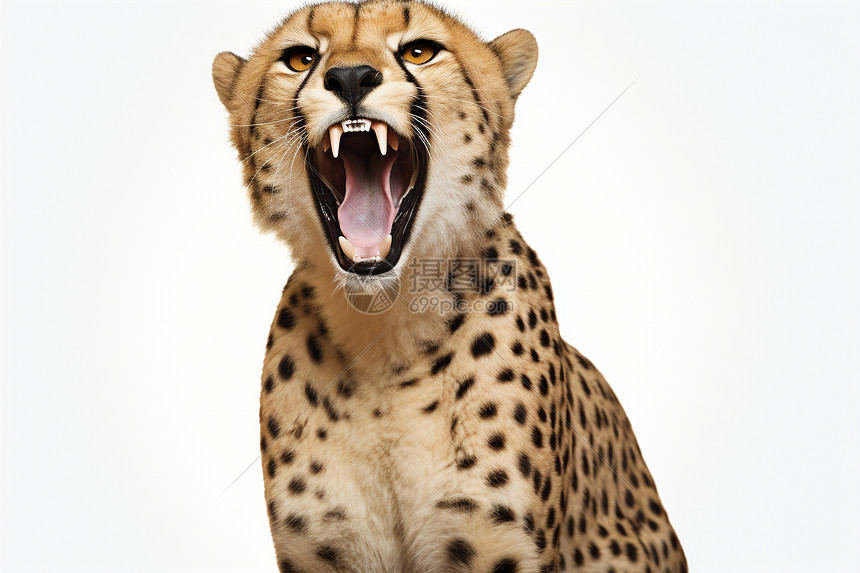嘶吼的野生猎豹图片