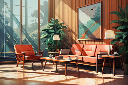 现代风格的休息室插图图片