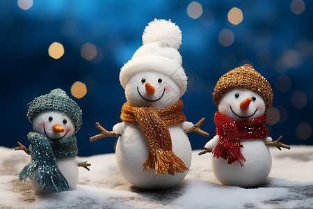 可爱的三个小雪人背景图片