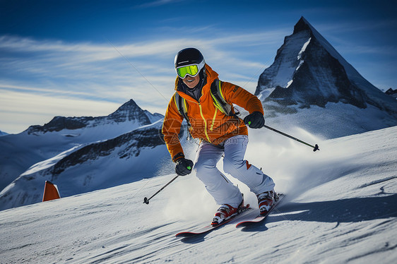 冬季滑雪的女士图片