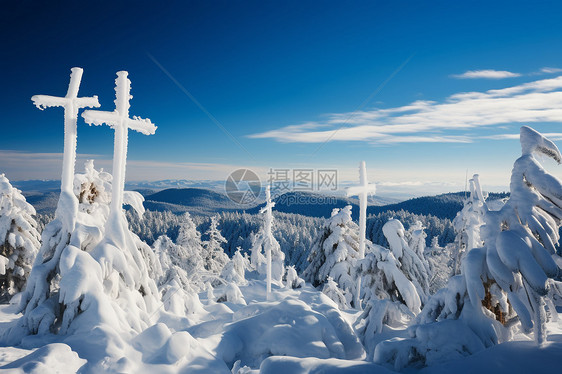 美丽的冬季山脉图片