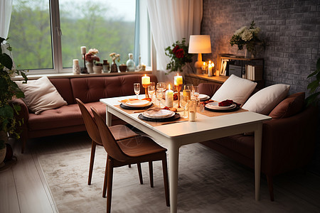 室内的晚餐桌椅背景图片