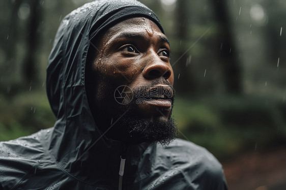 雨中奔跑的男子图片