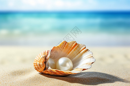 珍珠贝壳海滩珍珠高清图片