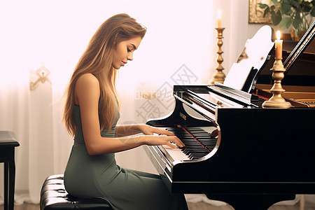钢琴演奏的女孩图片