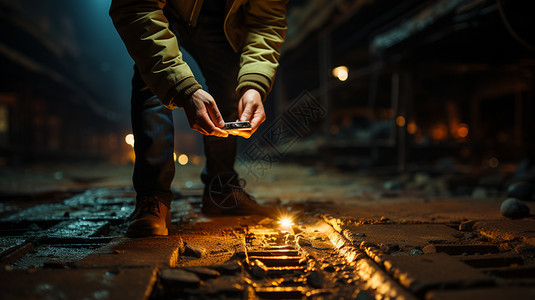 夜晚街道上的男人图片