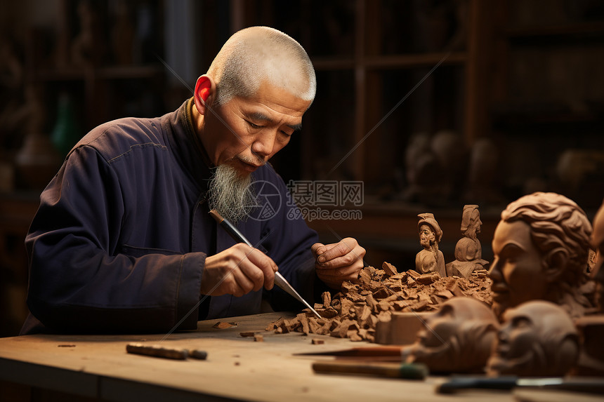 木雕工匠的作品图片