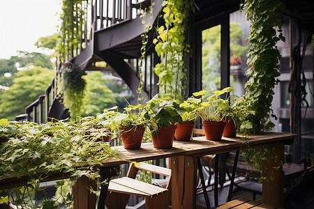 阳台上的盆栽图片