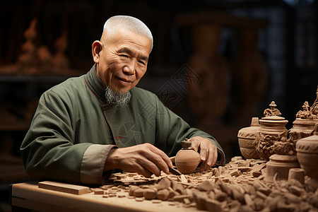 木雕工匠图片