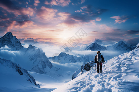 白雪皑皑的高山高清图片