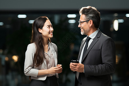 商务交谈的男女背景图片