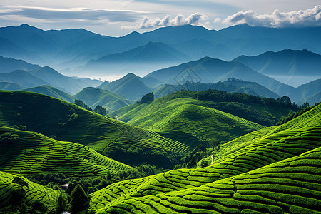 绩溪梯田茶山秀色背景