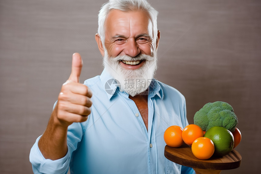 健康饮食的老人图片