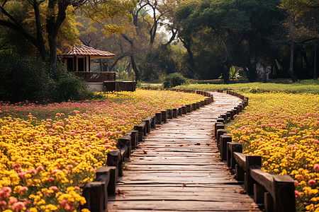 花海景观绝美花海之中背景