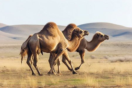 沙漠奔跑的骆驼背景图片