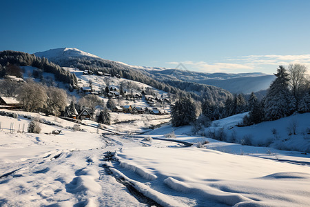 冬日山峦中的美丽风景图片