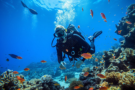 潜水海底水下世界的奇妙旅程背景