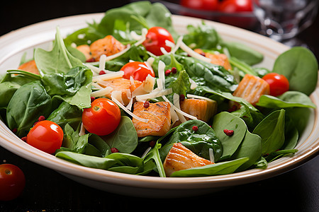 健康的三文鱼蔬菜沙拉图片
