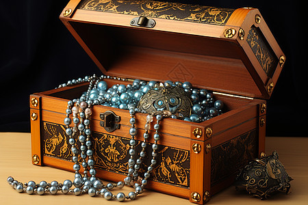 木盒中的珠宝首饰图片