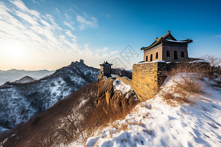 雪山之巅的建筑高清图片