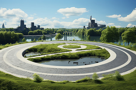 圆形的城市公园道路图片