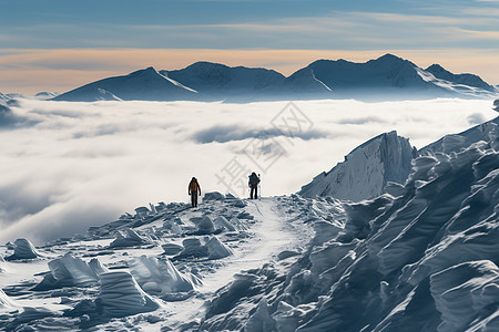 壮观的雪山云海景观图片