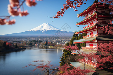 樱花山湖畔图片