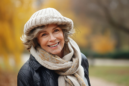 公园里带着帽子的老妇人图片