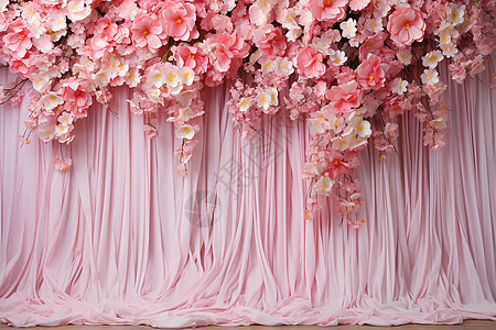 粉色花朵幕布图片