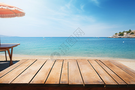 夏日海滩上的遮阳伞背景图片