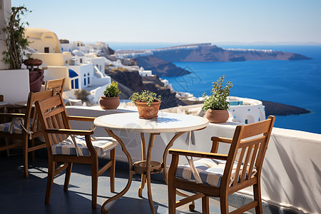 希腊岛屿的咖啡店图片