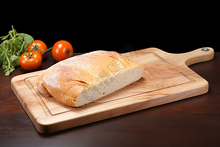 樱桃菜板上放着一片面包背景