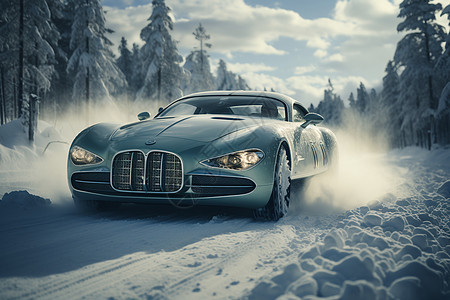 雪地里行驶的汽车图片
