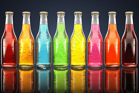 瓶子中多彩的饮料图片