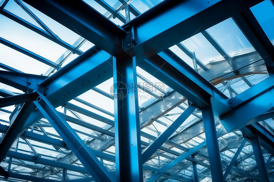 钢结构与蓝天的交织图片