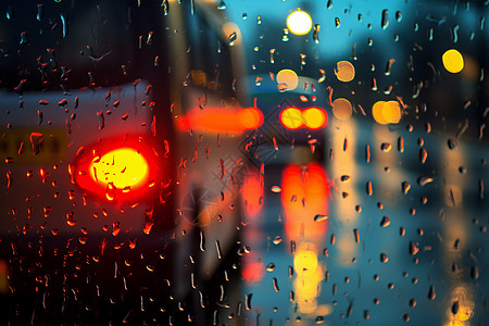 冬夜的雨中街头高清图片