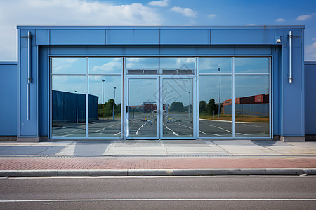 玻璃巨门现代仓库与商业景象图片