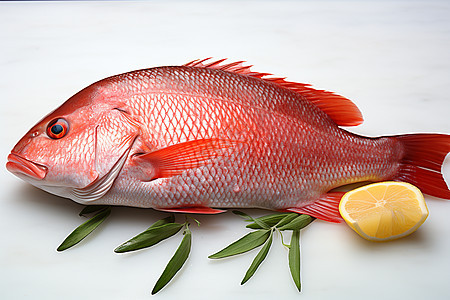 红鱼在白色背景下的作品图片