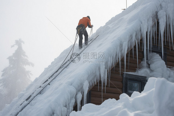 清理屋檐积雪图片