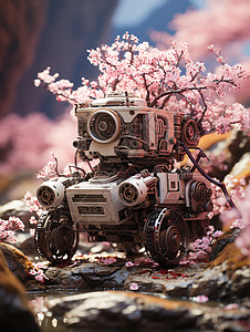 户外的粉红色机器人图片