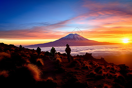 山脉的探险自然火山美景高清图片