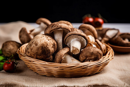 篮子里健康的香菇图片