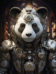 白色机械熊猫背景图片